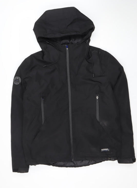 Superdry Women Black L Elite Windcheater Hooded Windbreaker Jacket