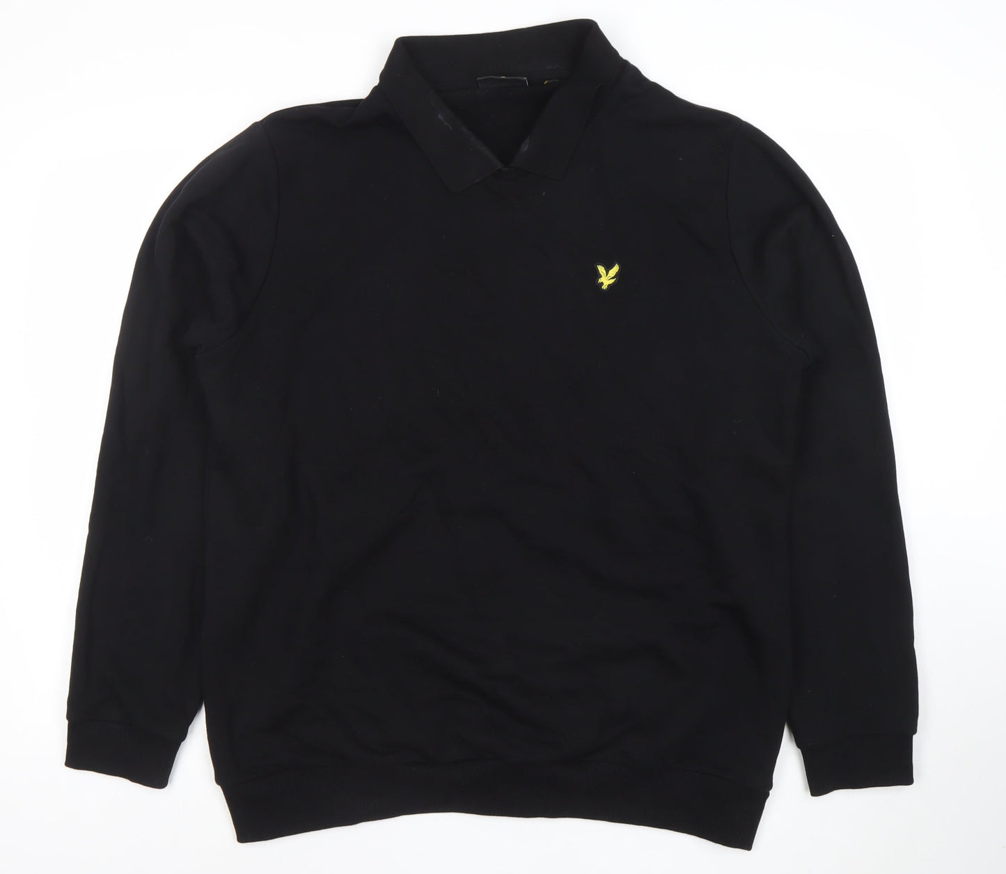 Lyle & Scott Men's Black Long Sleeve Polo Shirt Size L