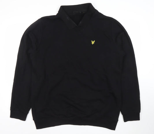 Lyle & Scott Men's Black Long Sleeve Polo Shirt Size L