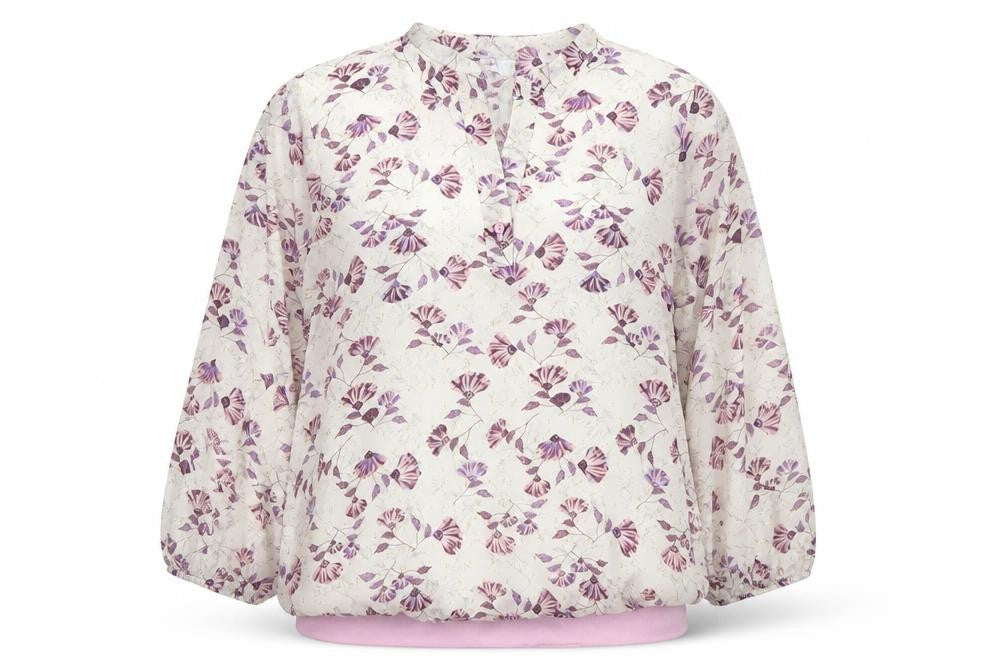 Front view of Gerard women’s multicoloured floral tunic blouse, size UK 14