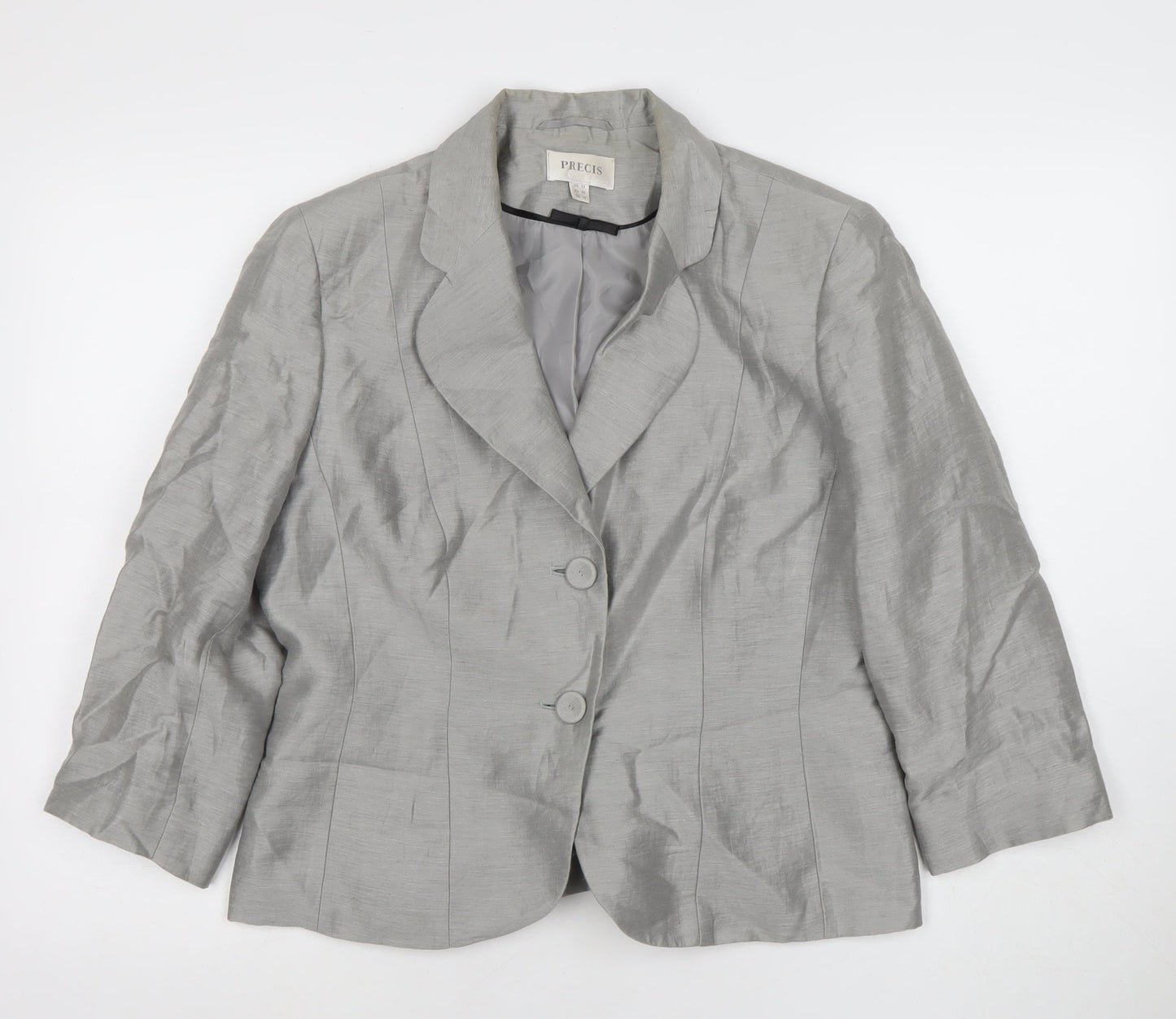 Precis Women Silver Grey Linen Blend Single-Breasted Blazer UK 12