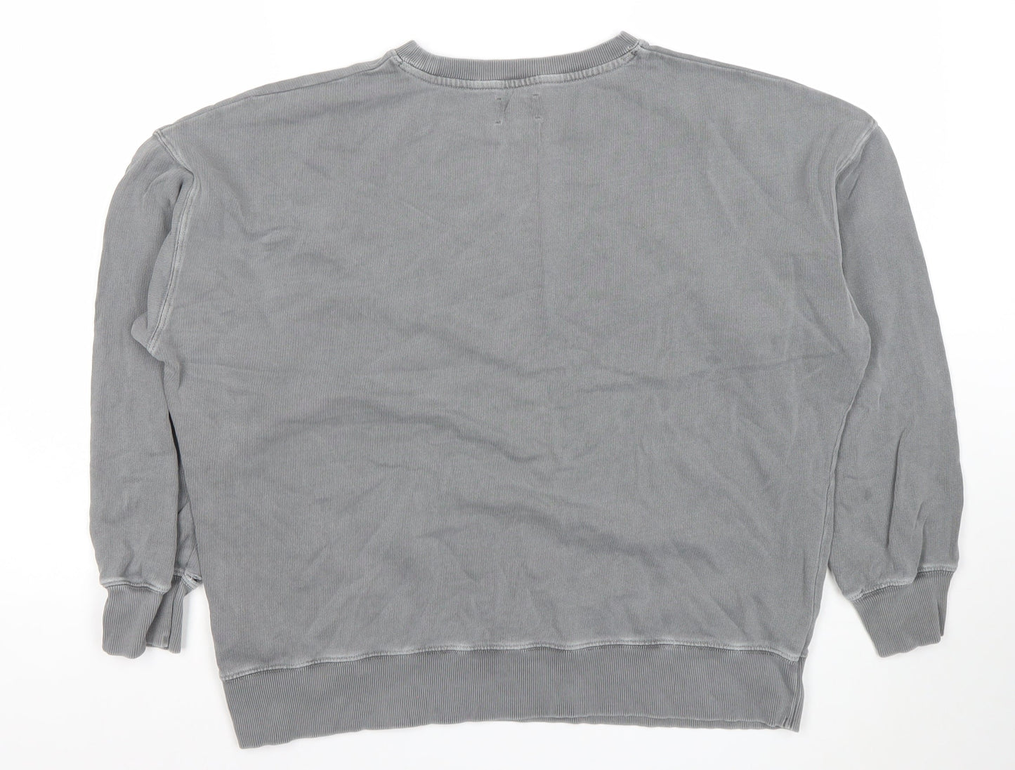 Fush Women Grey Crew Neck Pullover Sweatshirt with Rainbow Star Print Size L