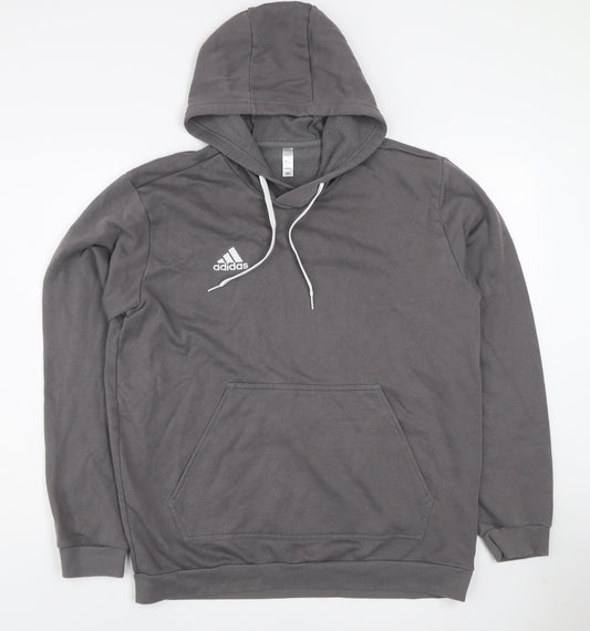 adidas Men's Grey Pullover Hoodie L Hooded Fleece Sportswear