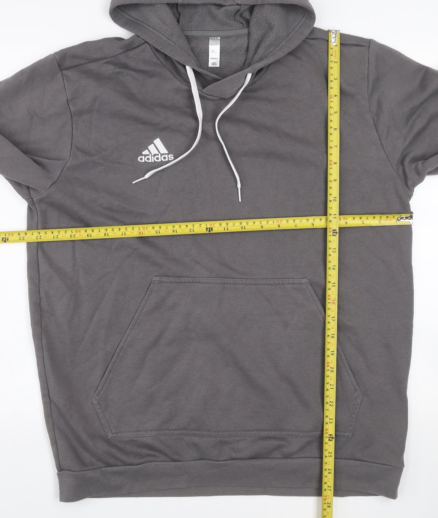 adidas Men's Grey Pullover Hoodie L Hooded Fleece Sportswear