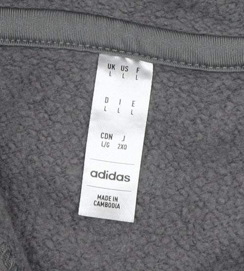 adidas Men's Grey Pullover Hoodie L Hooded Fleece Sportswear