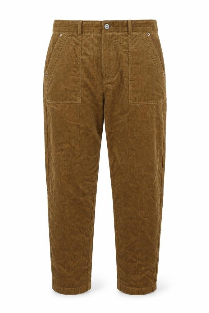 Front view of Marks & Spencer Men's Brown Corduroy Regular Fit Chino Trousers, size 14