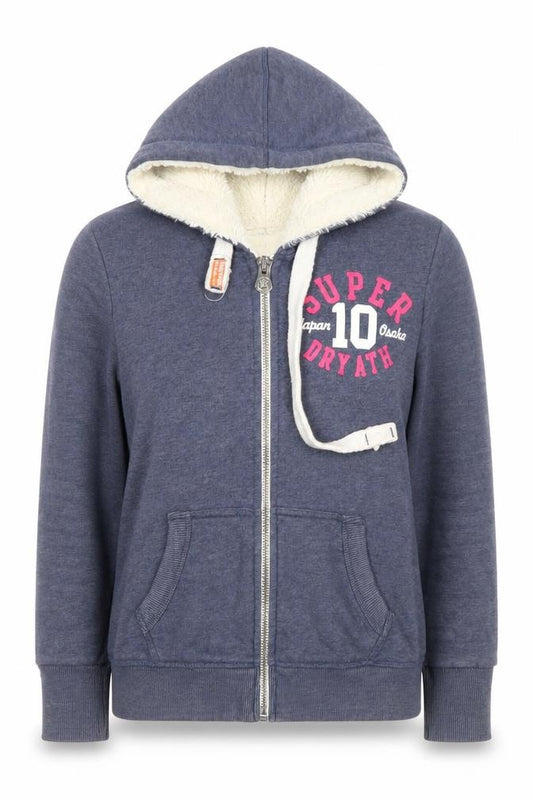 Womens UK S Regular Superdry Blue Full Zip Hoodie