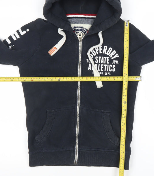 Superdry Men's Blue Full Zip Hoodie Size S Athletic Graphic