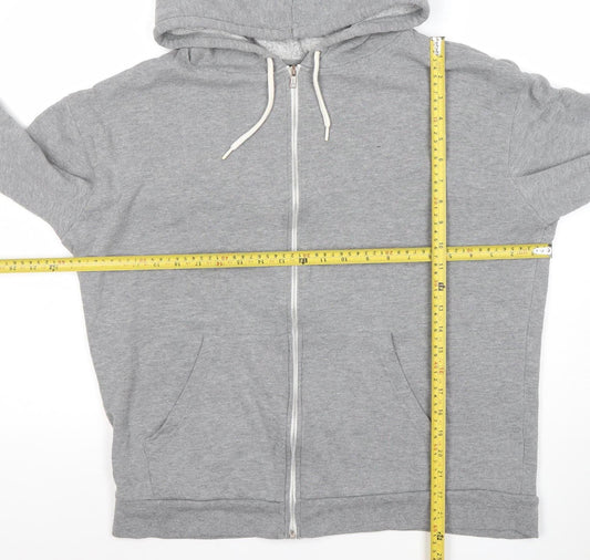 Topshop Women Grey Full Zip Hoodie UK 12 Cotton Blend Casual