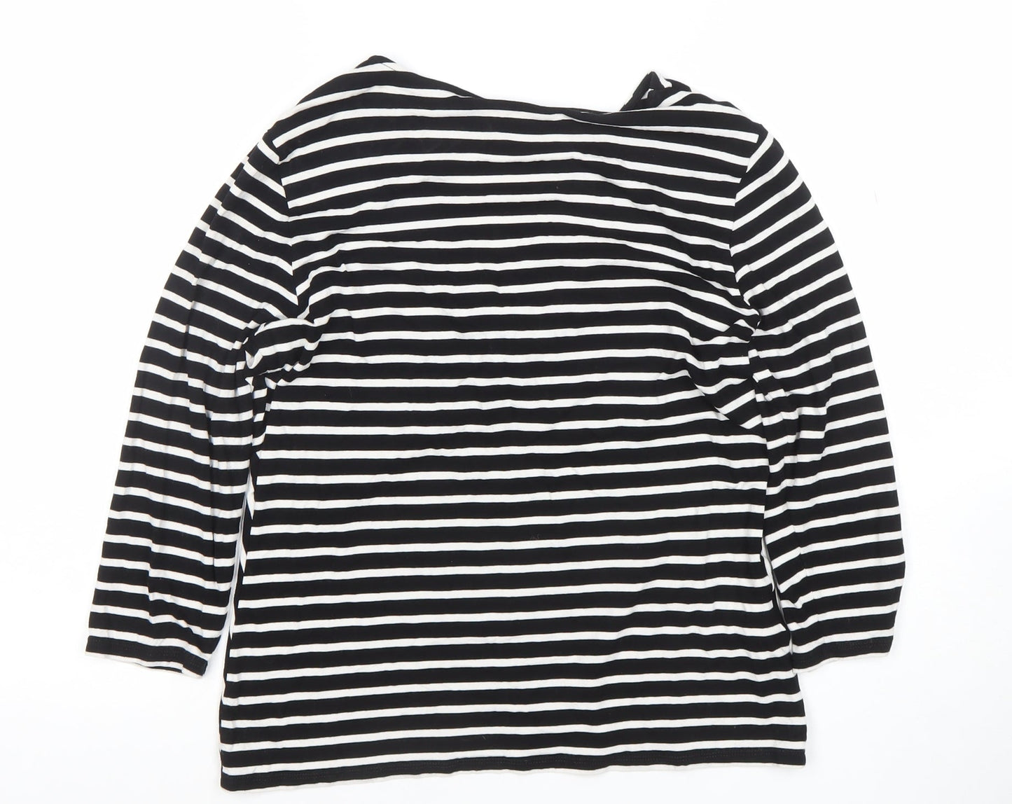CC Petite Black & White Striped Viscose Top V-Neck Twist Front M