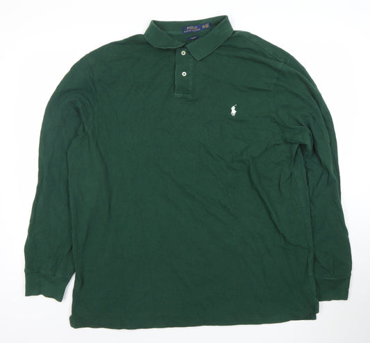 Ralph Lauren Men's Green Slim Fit Long Sleeve Polo Shirt 2XL Cotton