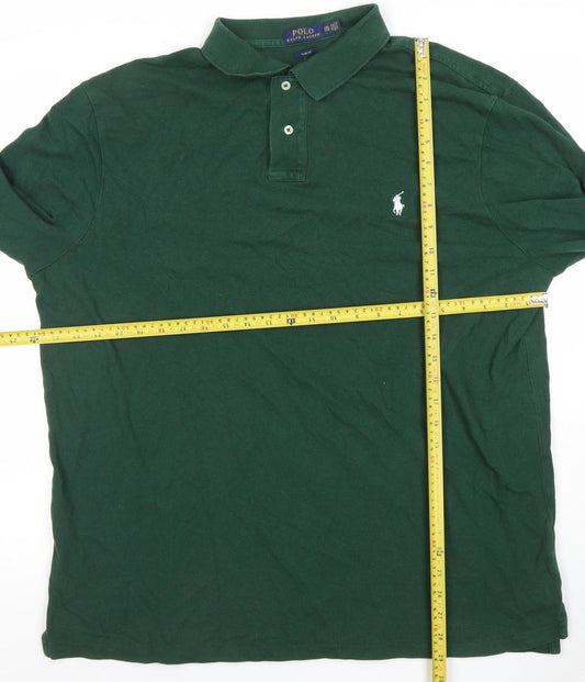 Ralph Lauren Men's Green Slim Fit Long Sleeve Polo Shirt 2XL Cotton