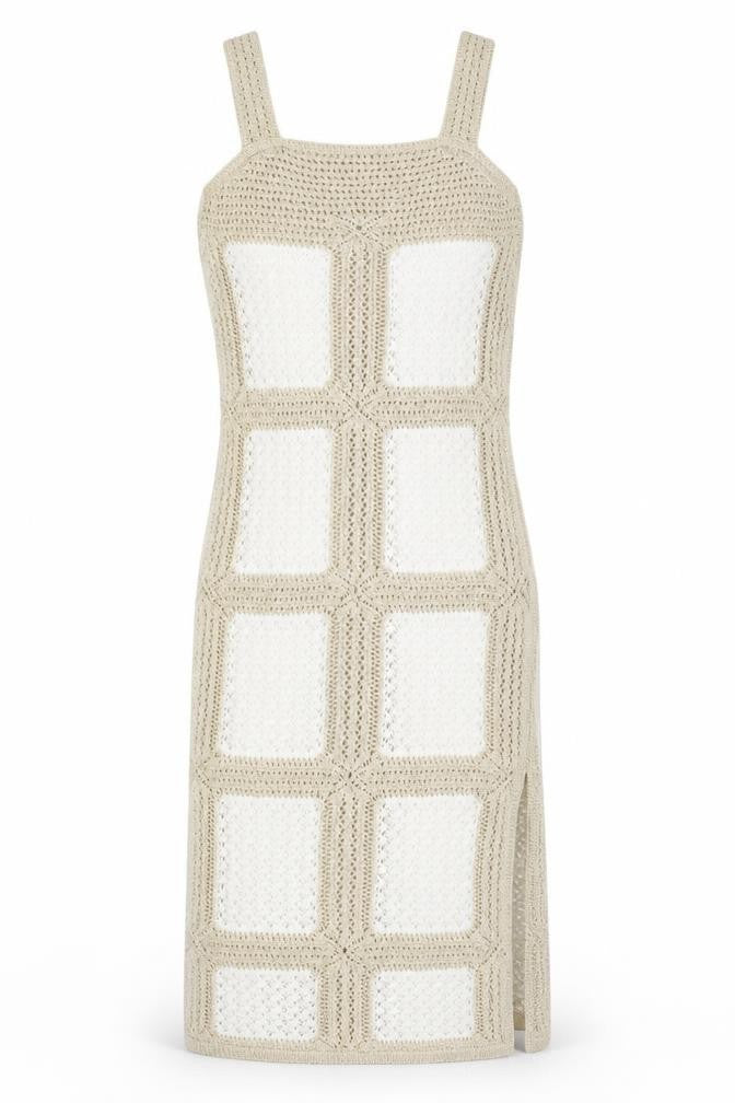 Marks and Spencer Women Beige S Crochet Midi Slip Dress