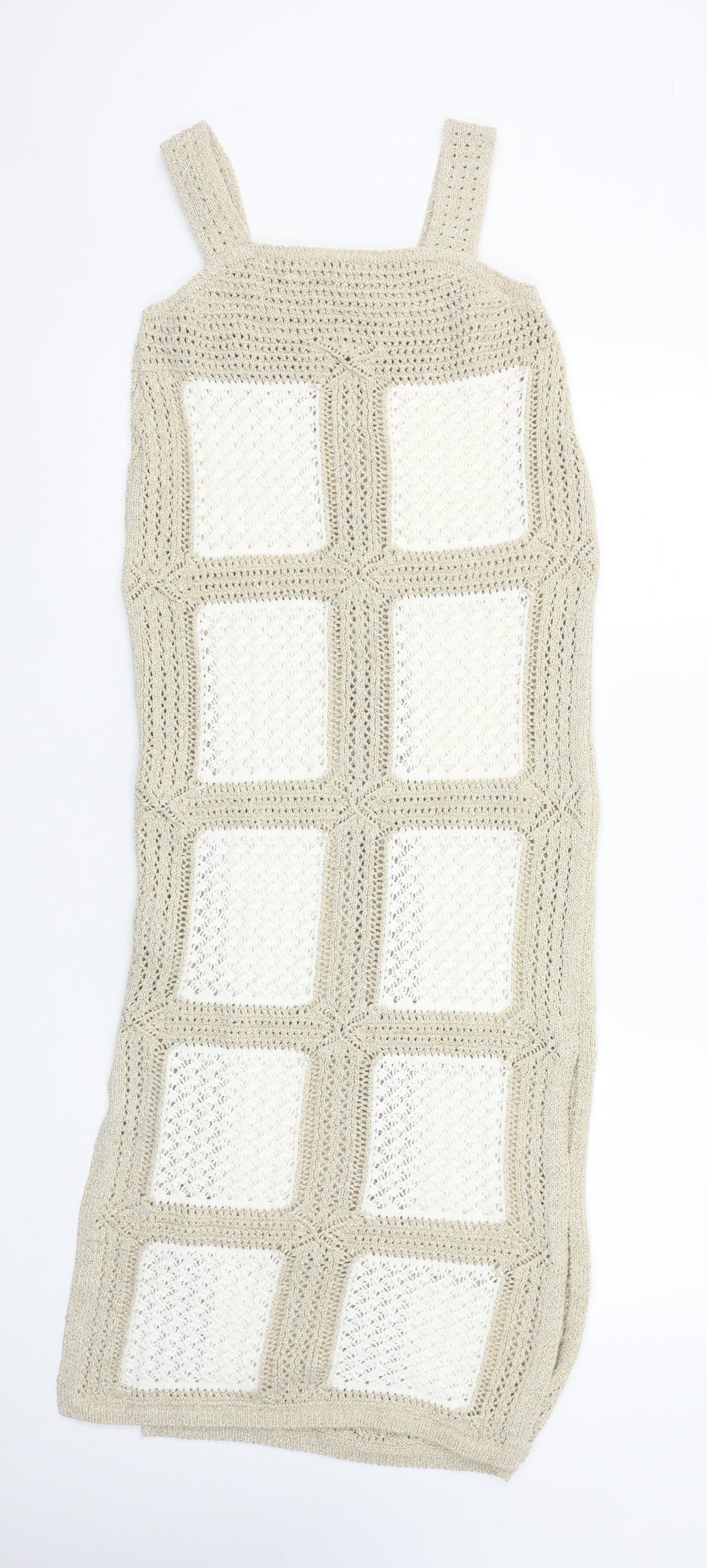 Marks and Spencer Women Beige S Crochet Midi Slip Dress