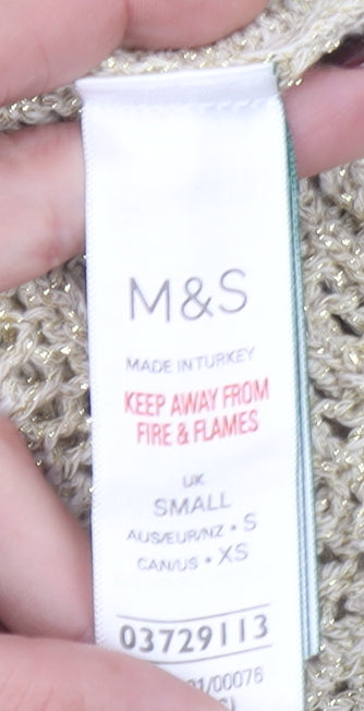 Marks and Spencer Women Beige S Crochet Midi Slip Dress