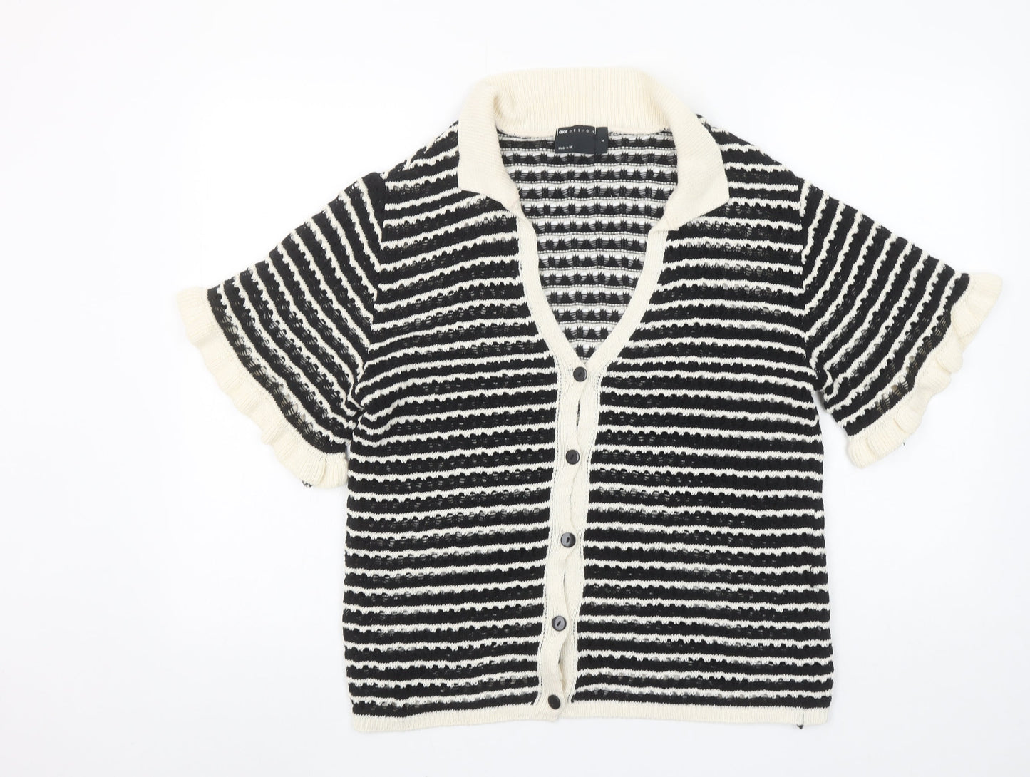 ASOS DESIGN Women's Black Striped Short Sleeve Knit Cardigan Size S