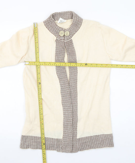Keynote Women’s Beige Collared Long Sleeve Knit Cardigan Size 12