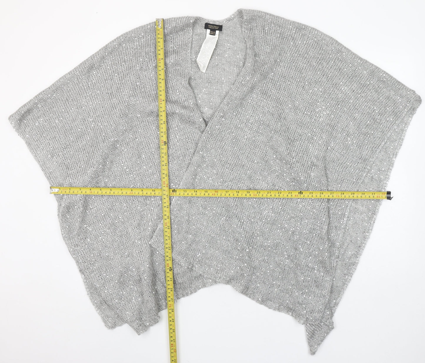 Sfera Femme Collection Women's Grey Knit Shawl Wrap One Size