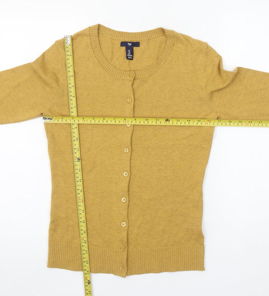 Gap Womens Brown Cardigan Small Cotton Blend Crew Neck