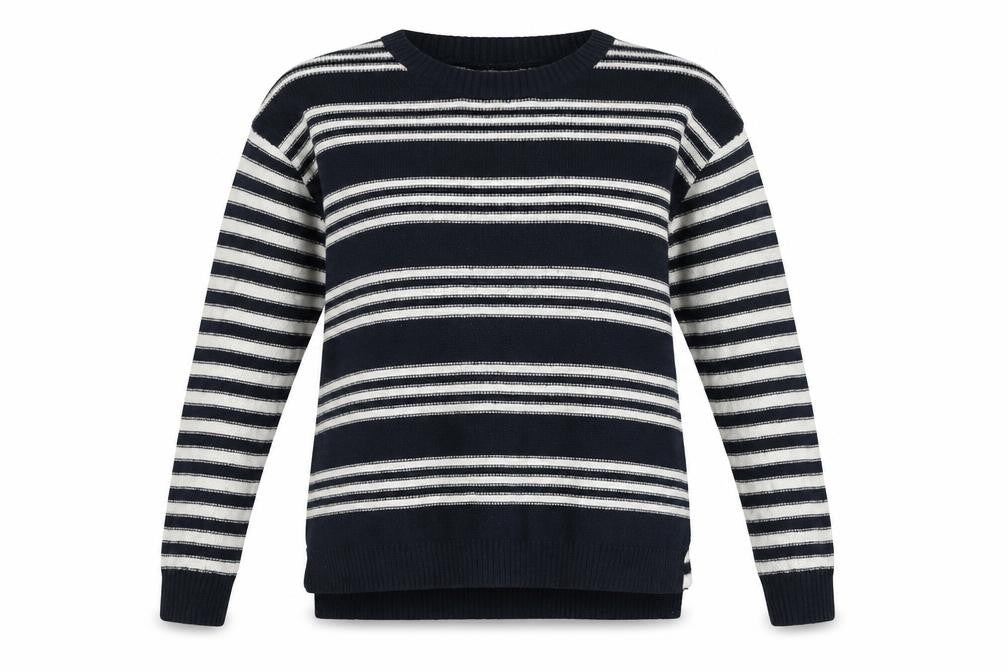 Hollister Women Blue White Striped Crew Neck Pullover Jumper S
