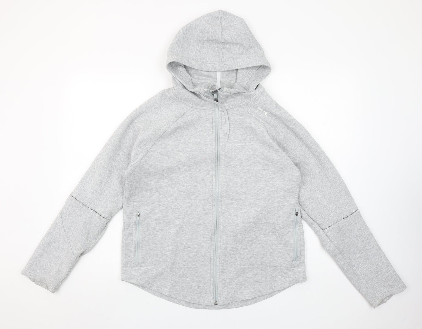 Womens UK M Regular PUMA Grey Full Zip Hoodie