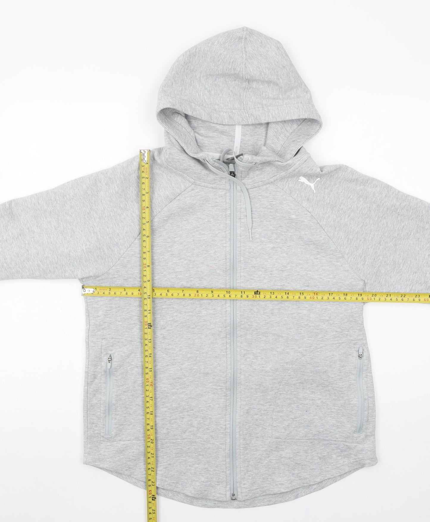 Womens UK M Regular PUMA Grey Full Zip Hoodie