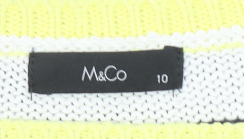 M&Co Women’s Navy Striped Boat Neck Acrylic Jumper Size 10