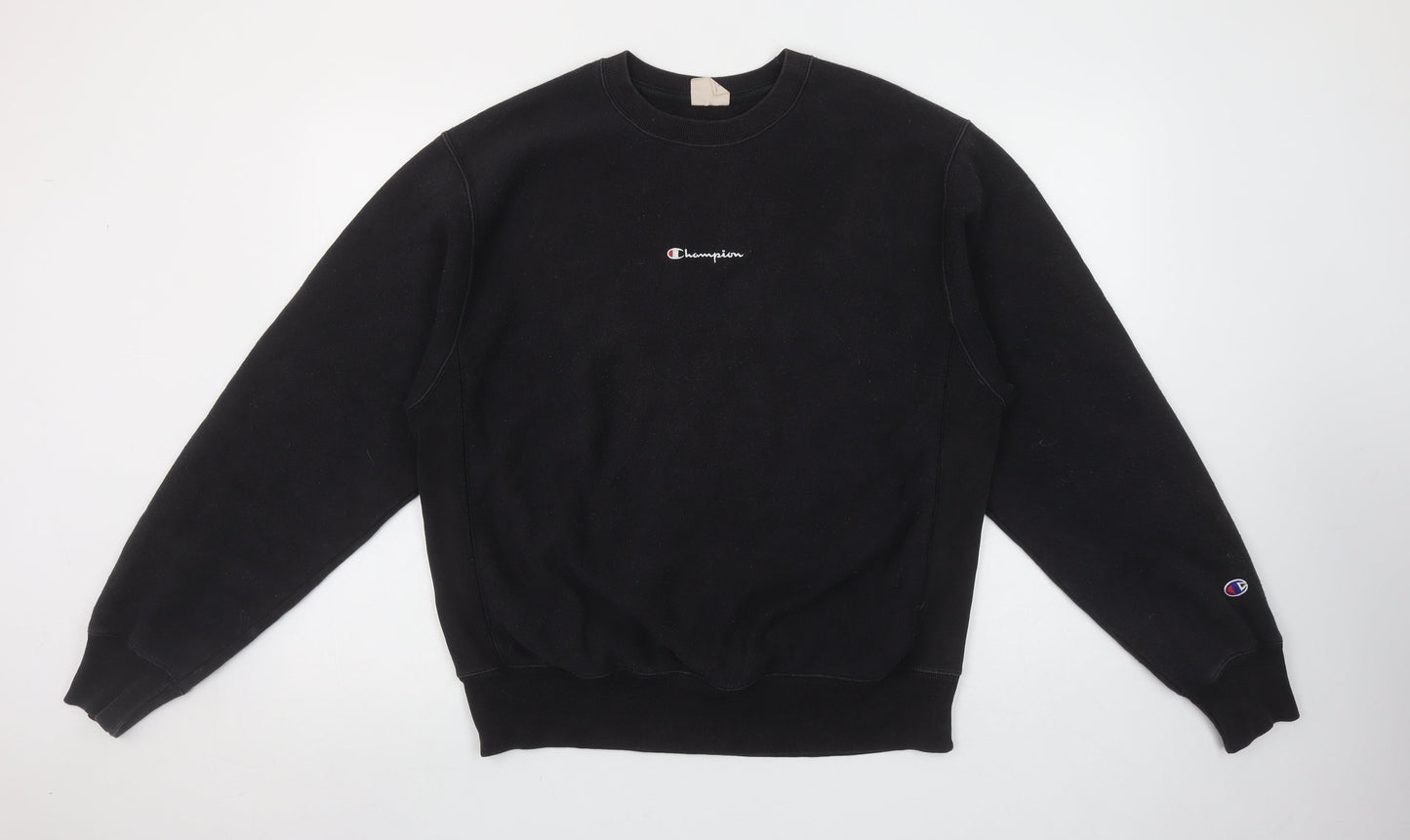 Champion Men's Black Medium Reverse Weave Embroidered Sweatshirt