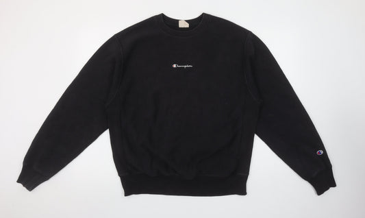 Champion Men's Black Medium Reverse Weave Embroidered Sweatshirt