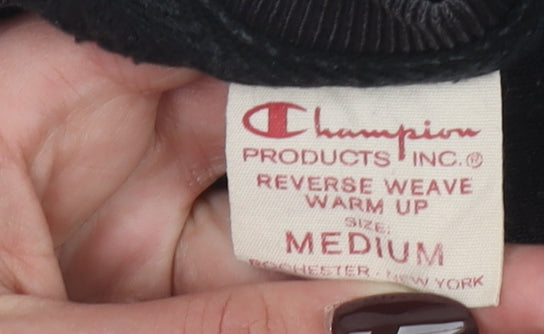 Champion Men's Black Medium Reverse Weave Embroidered Sweatshirt