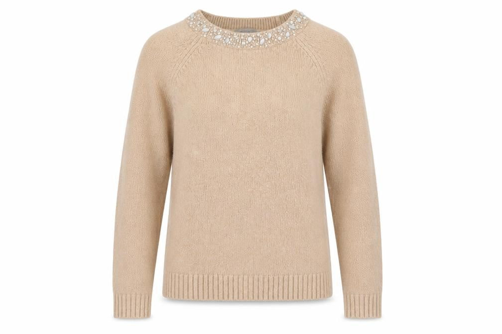Dorothy Perkins Women’s Beige Beaded Crew Neck Jumper Size 10