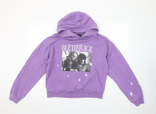 Beetlejuice Purple Hoodie Women Teen Size 12 Cotton Blend Graphic Print
