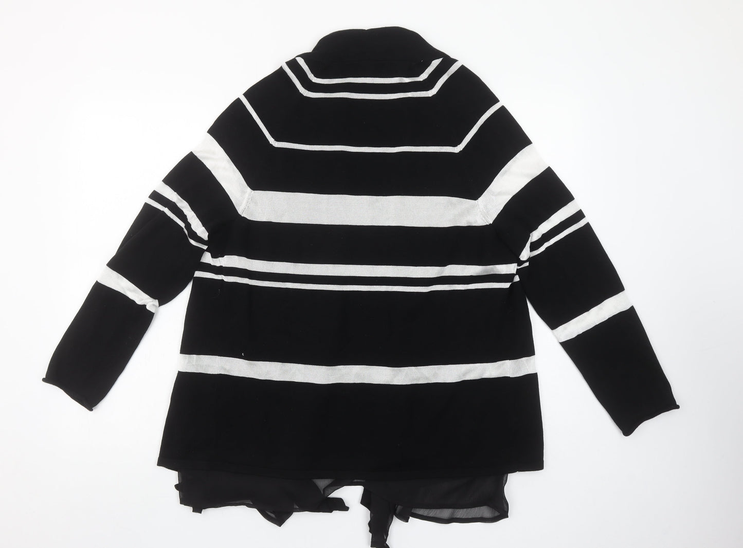 Marks and Spencer Women’s Black Striped Open Knit Cardigan Size 18