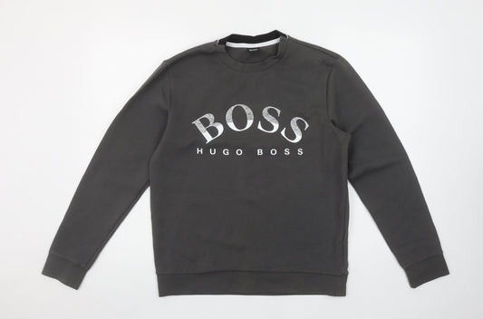 Hugo Boss Men’s Grey Logo Pullover Sweatshirt Size S
