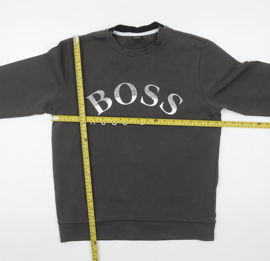 Hugo Boss Men’s Grey Logo Pullover Sweatshirt Size S