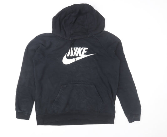 Nike Mens Black Pullover Hoodie M Regular Fit Fleece Sportswear