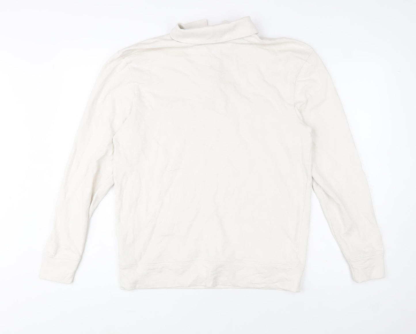 Marks and Spencer Men's Ivory Collared 1/2 Zip Sweatshirt M