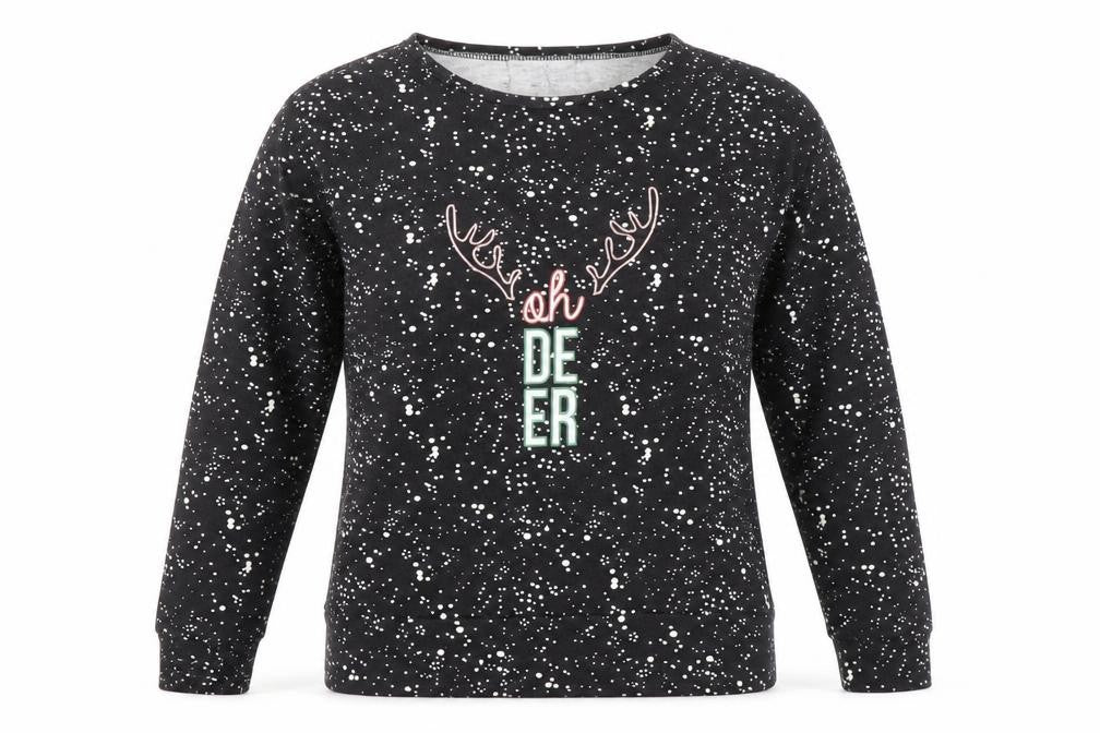 Atmosphere Women's Black Christmas Oh Deer Sweatshirt Size 6