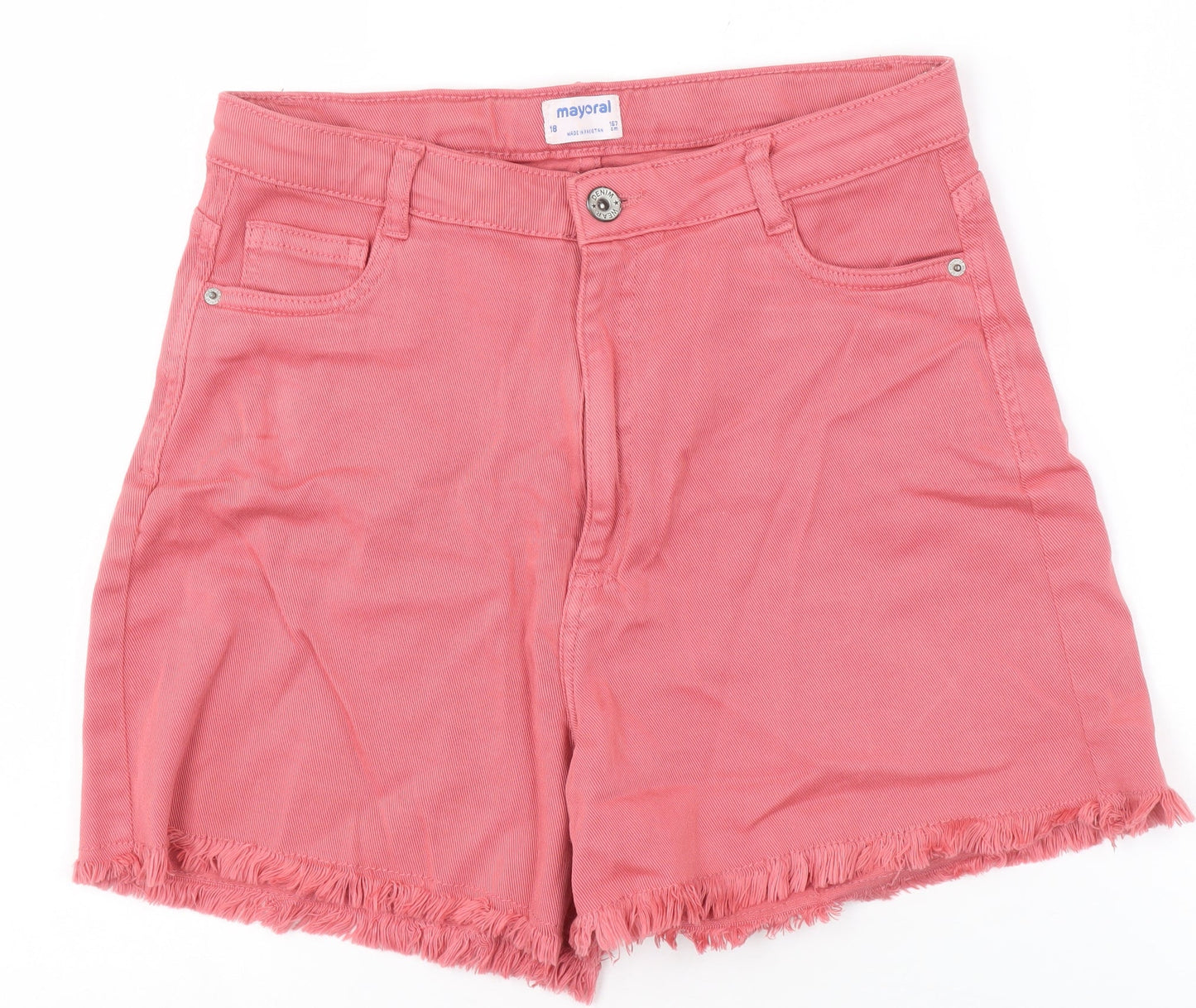 Mayoral Teens Pink Size 18 High-Rise Cut-Off Cotton Stretch Shorts