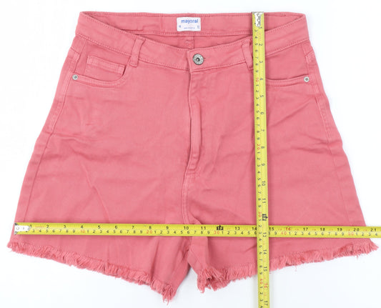 Mayoral Teens Pink Size 18 High-Rise Cut-Off Cotton Stretch Shorts