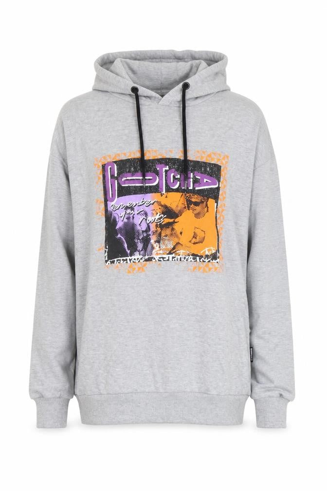 Gotcha Women Grey Pullover Hoodie Medium Graphic Print Cotton Blend