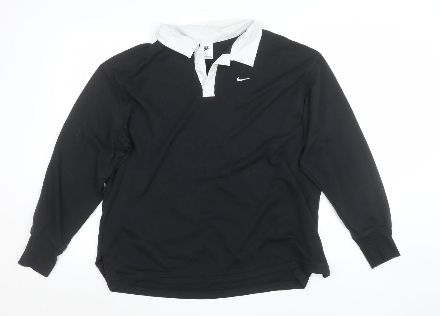 Nike Women's Black Long Sleeve Collared Polo Shirt Size S