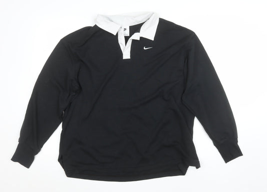 Nike Women's Black Long Sleeve Collared Polo Shirt Size S
