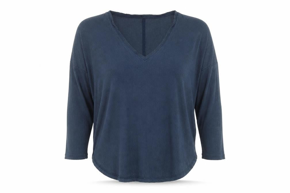 Urban Outfitters Women's Blue V-Neck Long Sleeve Relaxed Top XS