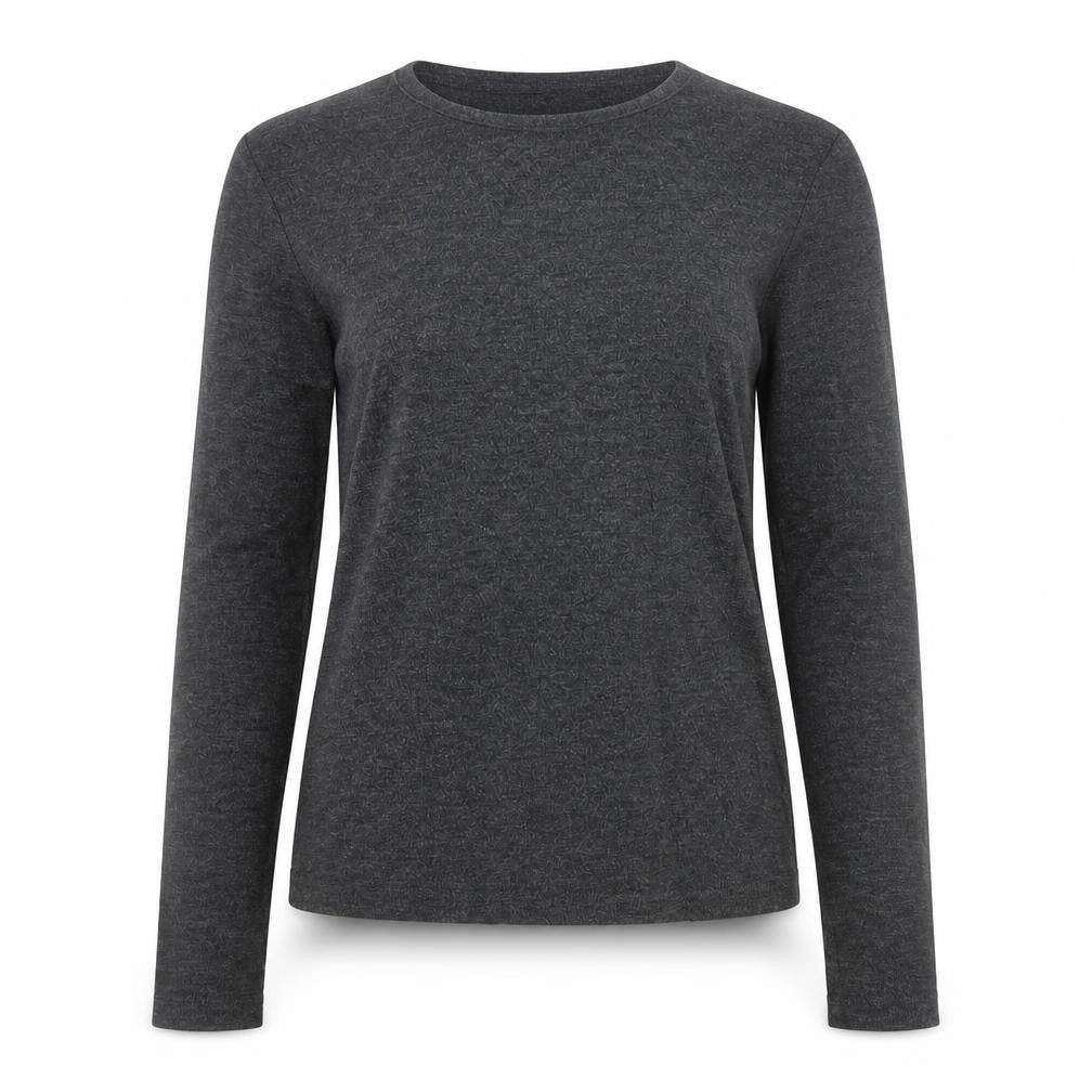 MNG Womens Grey Long Sleeve Basic Crew Neck Jersey Top Size M