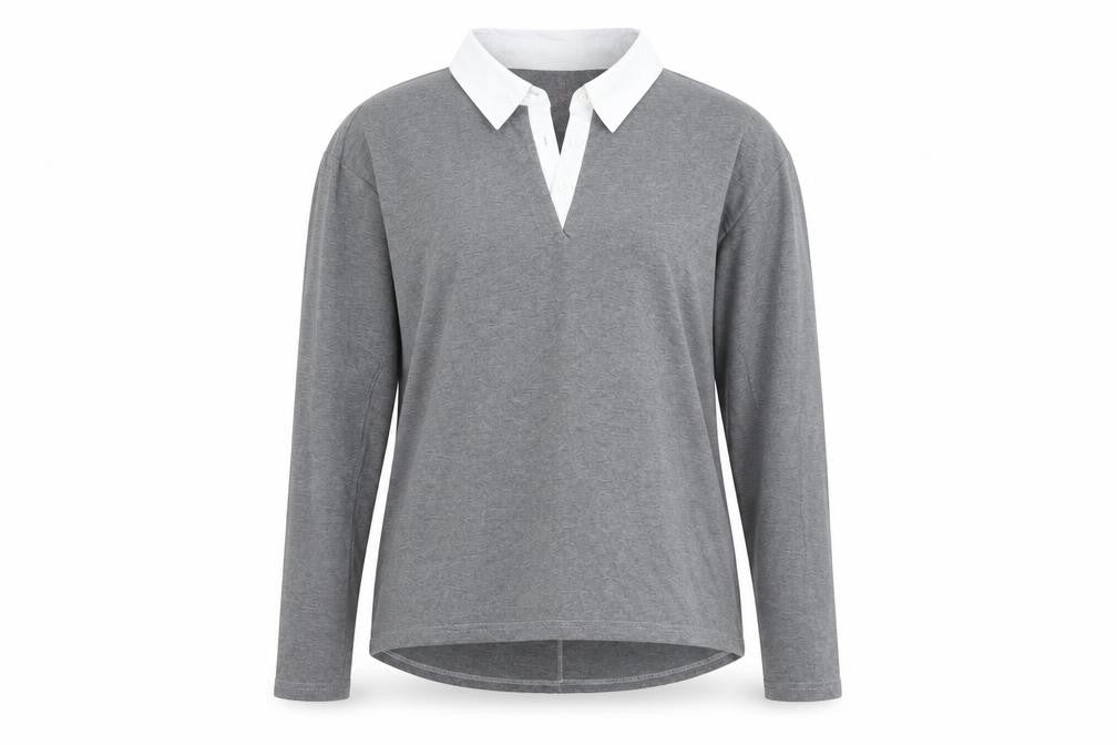 NESAA Women Grey Collared Long Sleeve Button-Up Top M