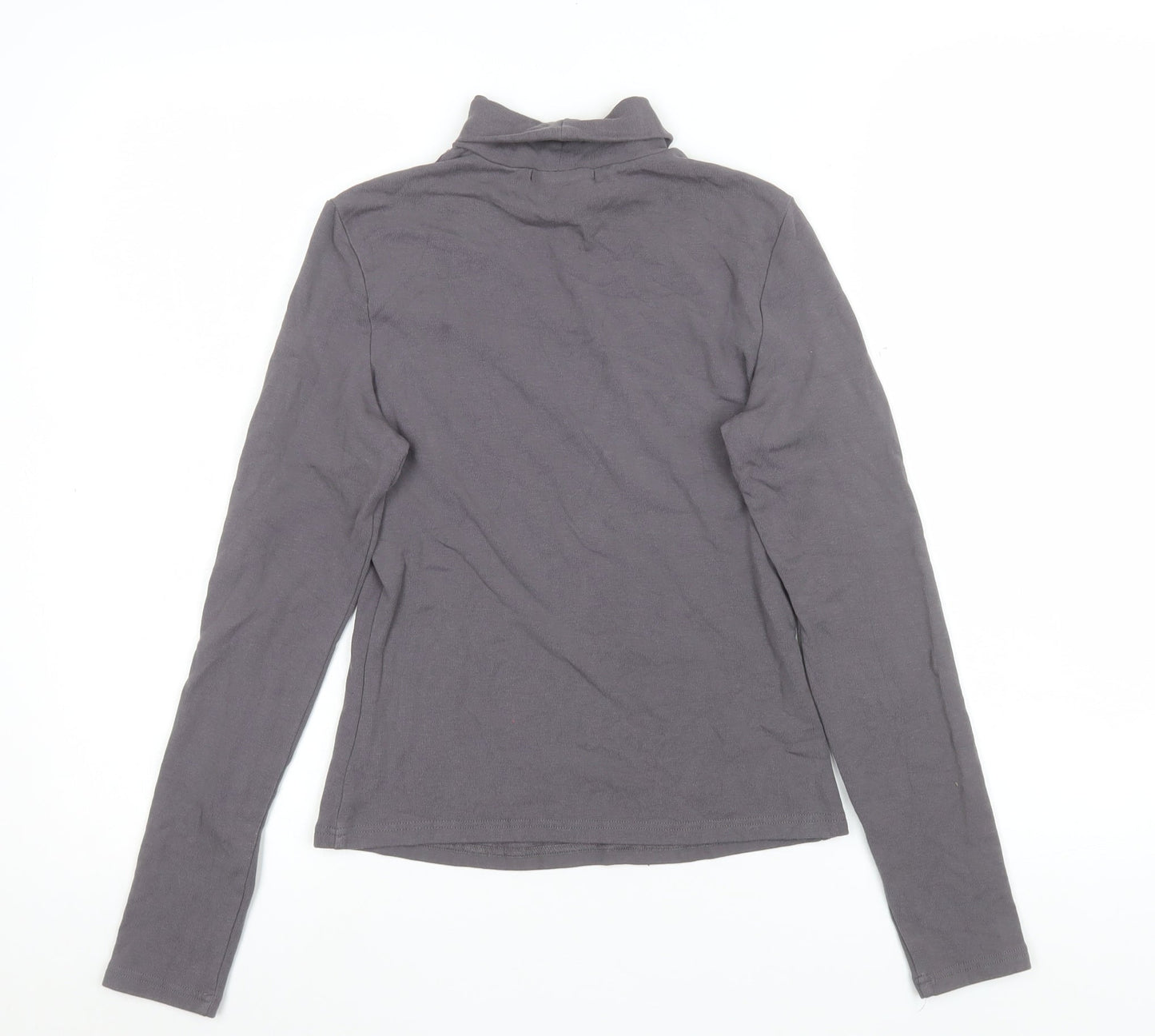 Cider Womens Grey Roll Neck Long Sleeve Slim Fit Jersey Top Size S