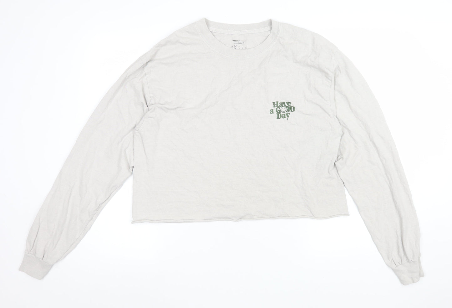 Urban Outfitters Womens White Cropped Long Sleeve T-Shirt Size S