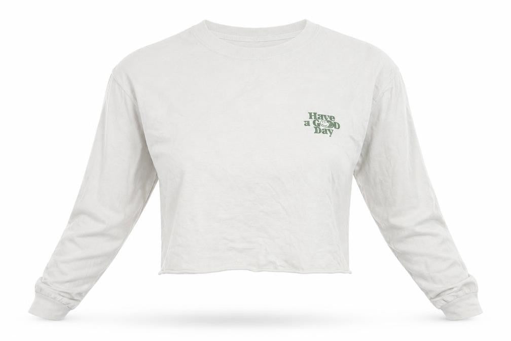 Urban Outfitters Womens White Cropped Long Sleeve T-Shirt Size S