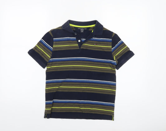 Tommy Hilfiger Boys Multicoloured Striped Polo Shirt 12-14 Years Cotton